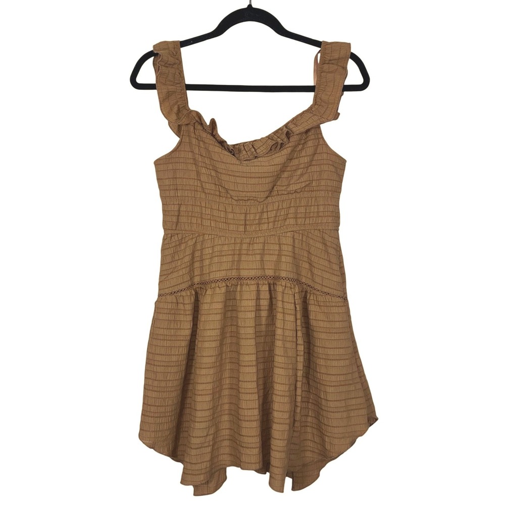 Wild Fable Brown Ruffle Off Shoulder Mini Dress Size M NWT Boho Cottagecore - Picture 4 of 10
